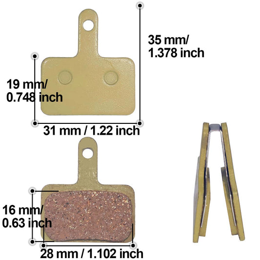 2 Pairs Bicycle Copper Base Metal  Disc Brake Pads For V3/T7/T7 PRO Electric Bike